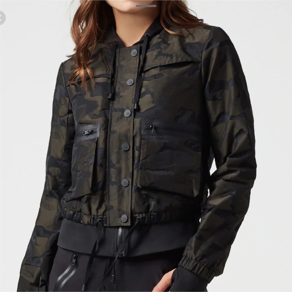 Blanc Noir Skyfall Aviator Jacket - Black Camo & Dark Green XL Hood NWT